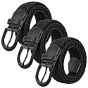 Mile High Life | Braided Stretch Elastic Belts | Pin Oval Solid Black Belt Buckle | PU Loop End Tip Men/Women/Junior Belt