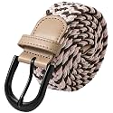 Mile High Life | Braided Stretch Elastic Belts | Pin Oval Solid Black Belt Buckle | PU Loop End Tip Men/Women/Junior Belt