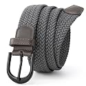 Mile High Life | Braided Stretch Elastic Belts | Pin Oval Solid Black Belt Buckle | PU Loop End Tip Men/Women/Junior Belt