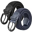 Mile High Life | Braided Stretch Elastic Belts | Pin Oval Solid Black Belt Buckle | PU Loop End Tip Men/Women/Junior Belt