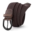 Mile High Life | Braided Stretch Elastic Belts | Pin Oval Solid Black Belt Buckle | PU Loop End Tip Men/Women/Junior Belt
