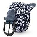 Mile High Life | Braided Stretch Elastic Belts | Pin Oval Solid Black Belt Buckle | PU Loop End Tip Men/Women/Junior Belt