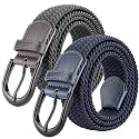 Mile High Life | Braided Stretch Elastic Belts | Pin Oval Solid Black Belt Buckle | PU Loop End Tip Men/Women/Junior Belt
