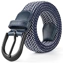 Mile High Life | Braided Stretch Elastic Belts | Pin Oval Solid Black Belt Buckle | PU Loop End Tip Men/Women/Junior Belt