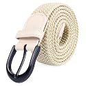 Mile High Life | Braided Stretch Elastic Belts | Pin Oval Solid Black Belt Buckle | PU Loop End Tip Men/Women/Junior Belt