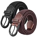 Mile High Life | Braided Stretch Elastic Belts | Pin Oval Solid Black Belt Buckle | PU Loop End Tip Men/Women/Junior Belt