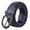 Mile High Life | Braided Stretch Elastic Belts | Pin Oval Solid Black Belt Buckle | PU Loop End Tip Men/Women/Junior Belt