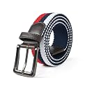 Mile High Life | Braided Stretch Elastic Belts | Pin Oval Solid Black Belt Buckle | PU Loop End Tip Men/Women/Junior Belt