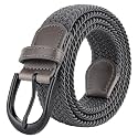 Mile High Life | Braided Stretch Elastic Belts | Pin Oval Solid Black Belt Buckle | PU Loop End Tip Men/Women/Junior Belt