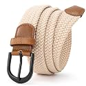 Mile High Life | Braided Stretch Elastic Belts | Pin Oval Solid Black Belt Buckle | PU Loop End Tip Men/Women/Junior Belt