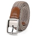 Mile High Life | Braided Stretch Elastic Belts | Pin Oval Solid Black Belt Buckle | PU Loop End Tip Men/Women/Junior Belt