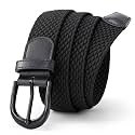 Mile High Life | Braided Stretch Elastic Belts | Pin Oval Solid Black Belt Buckle | PU Loop End Tip Men/Women/Junior Belt