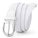 Mile High Life | Braided Stretch Elastic Belts | Pin Oval Solid Black Belt Buckle | PU Loop End Tip Men/Women/Junior Belt