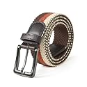 Mile High Life | Braided Stretch Elastic Belts | Pin Oval Solid Black Belt Buckle | PU Loop End Tip Men/Women/Junior Belt