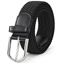 Mile High Life | Braided Stretch Elastic Belts | Pin Oval Solid Black Belt Buckle | PU Loop End Tip Men/Women/Junior Belt