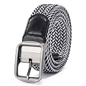 Mile High Life | Braided Stretch Elastic Belts | Pin Oval Solid Black Belt Buckle | PU Loop End Tip Men/Women/Junior Belt