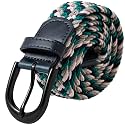 Mile High Life | Braided Stretch Elastic Belts | Pin Oval Solid Black Belt Buckle | PU Loop End Tip Men/Women/Junior Belt