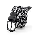 Mile High Life | Braided Stretch Elastic Belts | Pin Oval Solid Black Belt Buckle | PU Loop End Tip Men/Women/Junior Belt