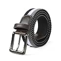 Mile High Life | Braided Stretch Elastic Belts | Pin Oval Solid Black Belt Buckle | PU Loop End Tip Men/Women/Junior Belt