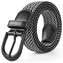Mile High Life | Braided Stretch Elastic Belts | Pin Oval Solid Black Belt Buckle | PU Loop End Tip Men/Women/Junior Belt