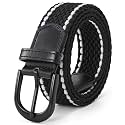 Mile High Life | Braided Stretch Elastic Belts | Pin Oval Solid Black Belt Buckle | PU Loop End Tip Men/Women/Junior Belt