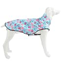 Mile High Life Dog Raincoat, Adjustable Waterproof Reflective Rain Jacket for Small Medium Large Dogs, Lightweight Breathable Pet Rain Coat with Leash Hole(Light Blue Watermelon,L Chest 32-40")