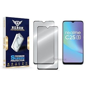 military-grade tempered glass screen protector compatible with realme c25s pack of 2  edge-to-edge oleophobic case friendly easy installation kit