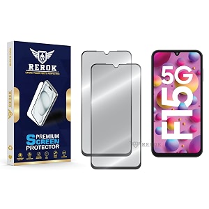 military-grade tempered glass screen protector compatible with samsung galaxy f15 5g pack of 2  edge-to-edge oleophobic case friendly easy installation kit