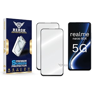 military-grade tempered glass screen protector compatible with realme narzo 80x 5g pack of 2  edge-to-edge oleophobic case friendly easy installation kit