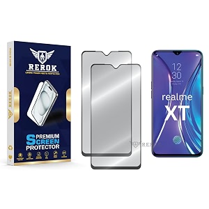 military-grade tempered glass screen protector compatible with realme xt pack of 2  edge-to-edge oleophobic case friendly easy installation kit