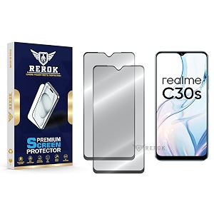 military-grade tempered glass screen protector compatible with realme c30s pack of 2  edge-to-edge oleophobic case friendly easy installation kit
