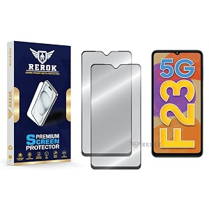 military-grade tempered glass screen protector compatible with samsung galaxy f23 5g pack of 2  edge-to-edge oleophobic case friendly easy installation kit