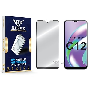 military-grade tempered glass screen protector compatible with realme c12 pack of 1  edge-to-edge oleophobic case friendly easy installation kit