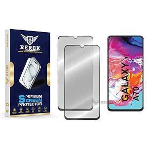 military-grade tempered glass screen protector compatible with samsung galaxy a70 pack of 2  edge-to-edge oleophobic case friendly easy installation kit