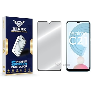 military-grade tempered glass screen protector compatible with realme c21 pack of 1  edge-to-edge oleophobic case friendly easy installation kit