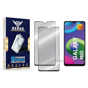 military-grade tempered glass screen protector compatible with samsung galaxy m02 pack of 2  edge-to-edge oleophobic case friendly easy installation kit