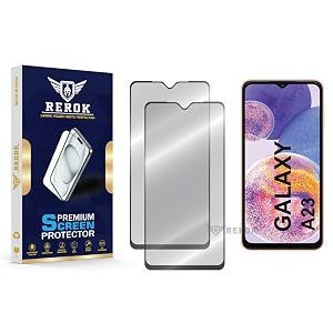 military-grade tempered glass screen protector compatible with samsung galaxy a23 pack of 2  edge-to-edge oleophobic case friendly easy installation kit