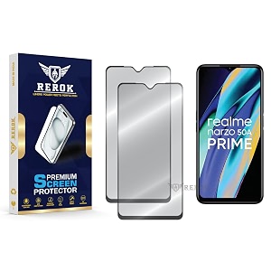 military-grade tempered glass screen protector compatible with realme narzo 50a prime pack of 2  edge-to-edge oleophobic case friendly easy installation kit