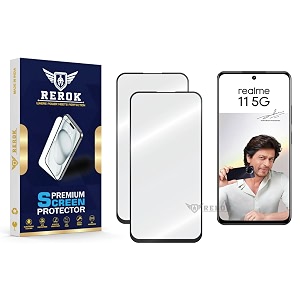 military-grade tempered glass screen protector compatible with realme 11 5g pack of 2  edge-to-edge oleophobic case friendly easy installation kit