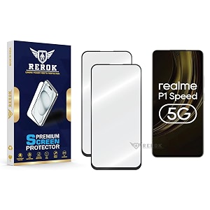 military-grade tempered glass screen protector compatible with realme p1 speed 5g pack of 2  edge-to-edge oleophobic case friendly easy installation kit