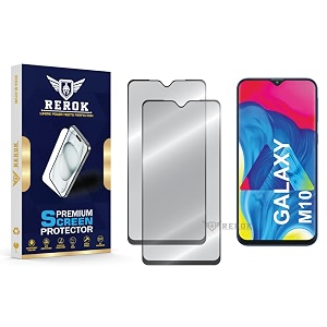 military-grade tempered glass screen protector compatible with samsung galaxy m10 pack of 2  edge-to-edge oleophobic case friendly easy installation kit