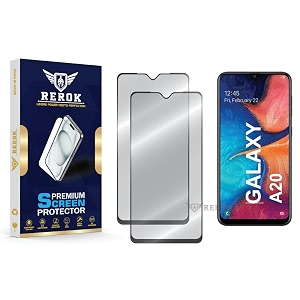 military-grade tempered glass screen protector compatible with samsung galaxy a20 pack of 2  edge-to-edge oleophobic case friendly easy installation kit