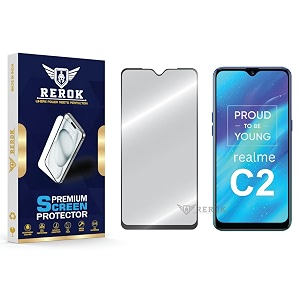 military-grade tempered glass screen protector compatible with realme c2 pack of 1  edge-to-edge oleophobic case friendly easy installation kit