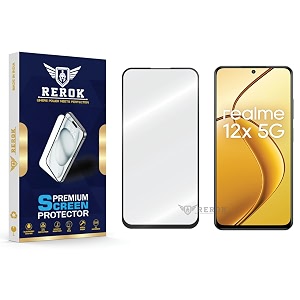 military-grade tempered glass screen protector compatible with realme 12x 5g pack of 1  edge-to-edge oleophobic case friendly easy installation kit