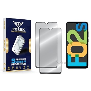 military-grade tempered glass screen protector compatible with samsung galaxy f02s pack of 2  edge-to-edge oleophobic case friendly easy installation kit