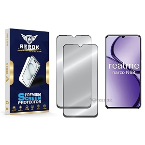 military-grade tempered glass screen protector compatible with realme narzo n63 pack of 2  edge-to-edge oleophobic case friendly easy installation kit