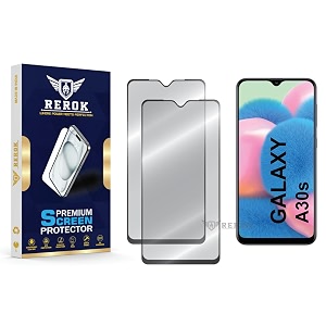 military-grade tempered glass screen protector compatible with samsung galaxy a30s pack of 2  edge-to-edge oleophobic case friendly easy installation kit
