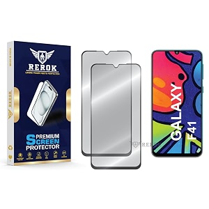 military-grade tempered glass screen protector compatible with samsung galaxy f41 pack of 2  edge-to-edge oleophobic case friendly easy installation kit
