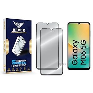 military-grade tempered glass screen protector compatible with samsung galaxy m06 5g pack of 2  edge-to-edge oleophobic case friendly easy installation kit