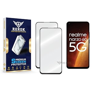 military-grade tempered glass screen protector compatible with realme narzo 60 5g pack of 2  edge-to-edge oleophobic case friendly easy installation kit